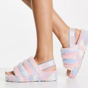 UGG FLUFF YEAH Cotton Candy Cali Collage slides 🩷💙🤍